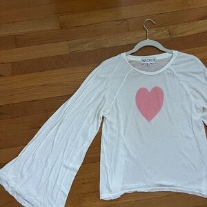 Wildfox White Shirt with Pink Heart
